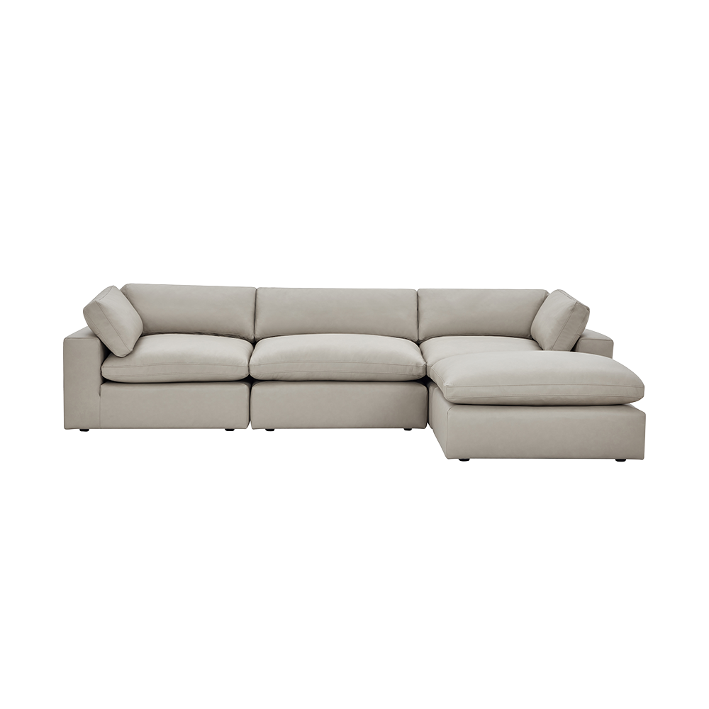 Canapé modulaire 3 places Bloom Leather et pouf Mocha